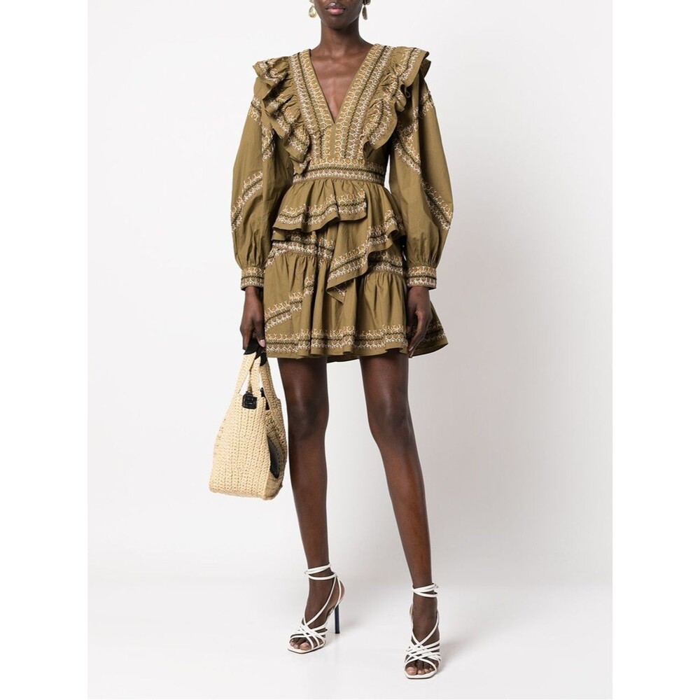 NEW ULLA JOHNSON Anais Olive Mini Dress * Womens 10/12*